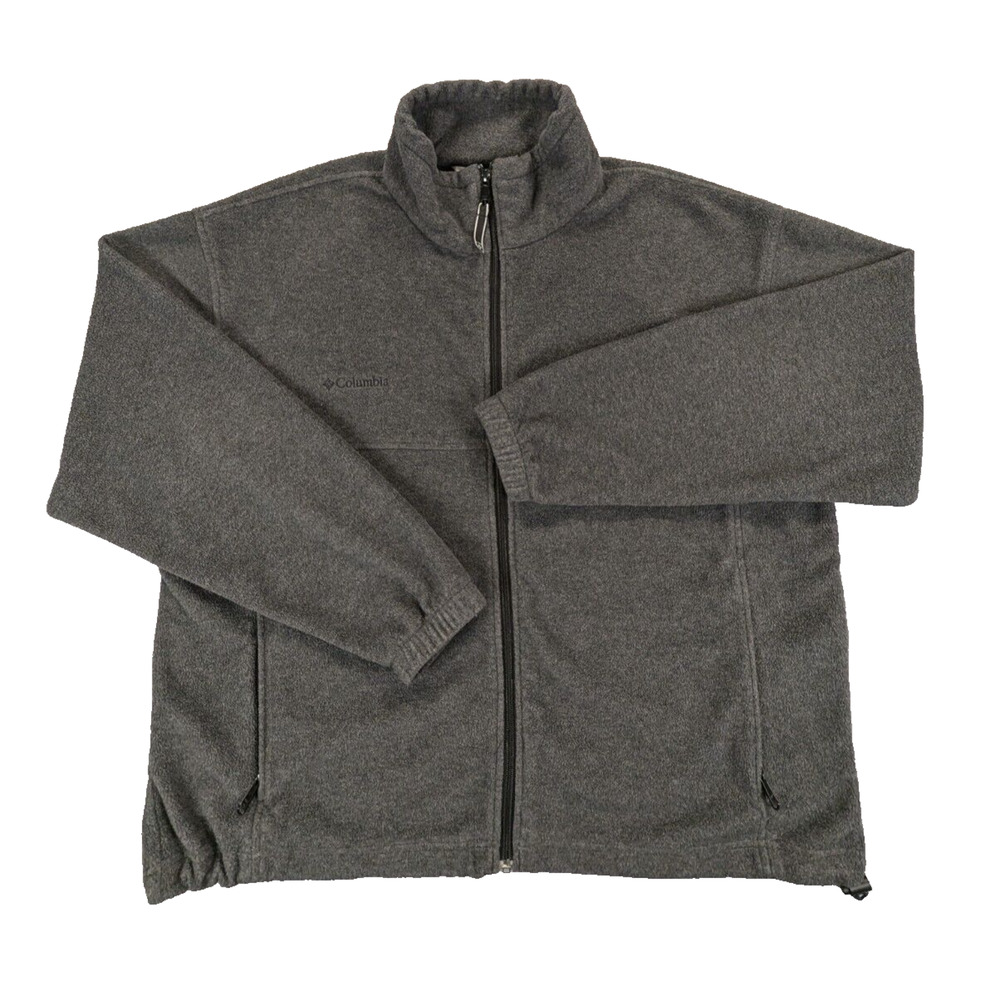 Columbia Jacket Large Men's Gray Full Zip Fleece Drawstring Performance Outdoors